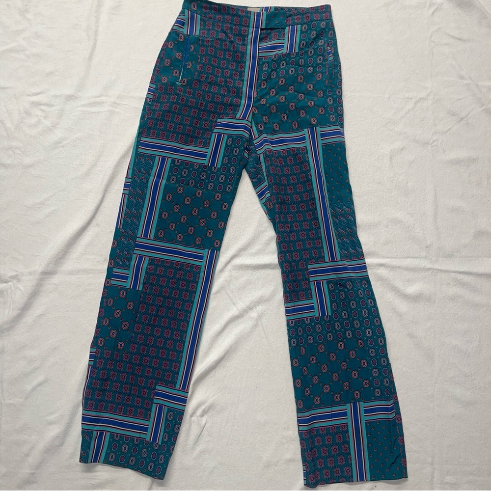 ASOS Patchwork Print High Waisted Retro Pants US 2 - Picture 2 of 9